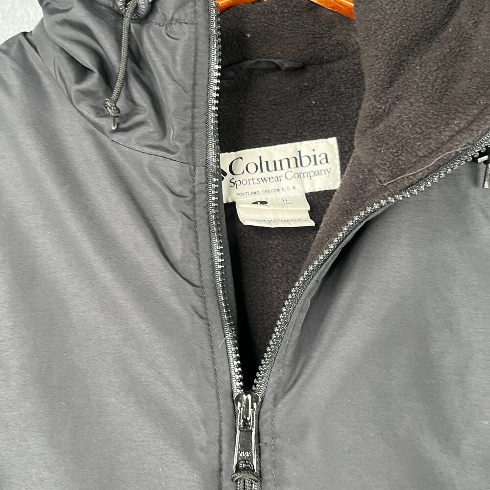 Vintage Columbia Winter Fleece Lined Jacket Mens Large Black Hooded Pockets VTG - Picture 5 of 16